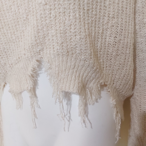 Distressed Destroyed Oversized Thick Knit Hooded Cropped Sweater by French Kiss - Picture 3 of 12